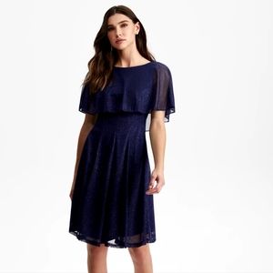LAURA - glitter mesh capelete dress